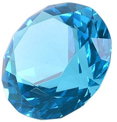 LONGWIN 80 mm Kristalldiamant-Briefbeschwerer, Ornament, Heimdekoration, einfarbig, Aquamarinblau