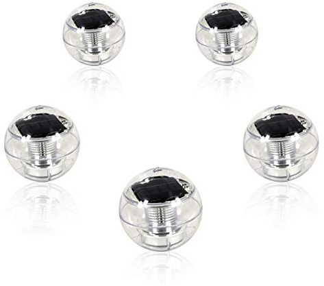 Nexos Trading 5er Set Solar Schwimmkugel 2 LED mit Farbwechsel Solarlampe Kugel 11 x 11 x 11,5 cm Teichbeleuchtung Solarkugel Dekolicht Solarbeleuchtung