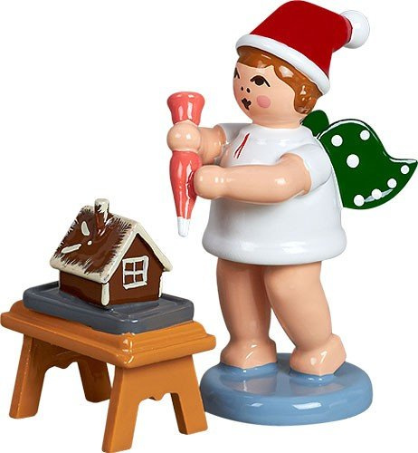 L'ange de Noël d'anges de Baker avec la seringue de gâteau et le poivre durcissent la maison sans taille de couronne approximativement de 6 cm abattant des montagnes de minerai d'ange de Noël de gel d'arbres en bois
