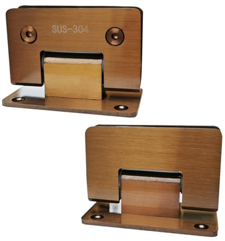 WANLIAN 2Pack Scharniere für glastüren 90 grad Vitrine Schrankklemme Glas Duschtüren Scharnier Ersatzteile Wand-zu-Glas SUS 304 (Gold)
