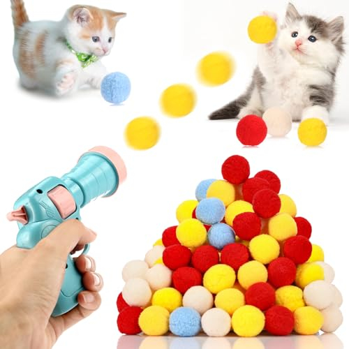 Mkitnvy Katzenspielzeug 50 Bälle, Weiche Katzenbälle, Kätzchen Pompon Spielzeug Bälle, Plüsch Kätzchen Haustier Spielzeug Bälle, Interaktives Spielzeug für Katzen und Kätzchen