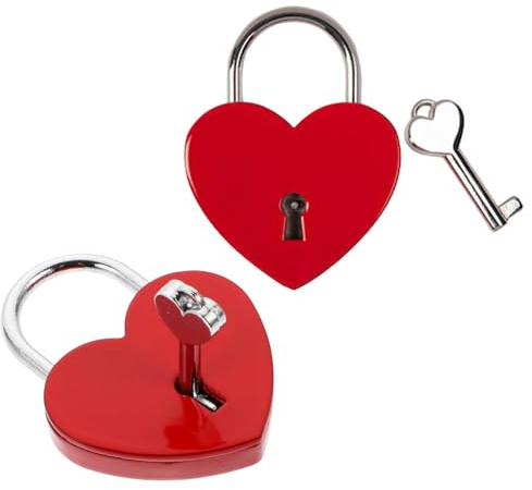 Serratura a Cuore Lucchetto,2 pezzi lucchetto dell'amore Lucchetto a forma di cuore con chiave Mini Lucchetto in Metallo per San Valentino,matrimonio,anniversario,borsa Box (rosso)