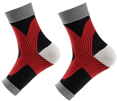 JMORCO Cavigliera Ortopedica Calze a Compressione for neuropatia Nano Socks for Caviglia for gonfiore, fascite Plantare, distorsione - Tutore Nano for Donne e Uomini(Black Red)