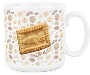 Purely Home Malted Milk Mug - Novelty Biscuits Foodies Gifts - Tea/Coffee Ceramic White Cup Funny Present