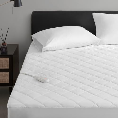 Sharper Image Heated Mattress Pad Full Size Electric Mattress Pad 10 Lv. Heating, 5 hr Auto Shut Off, Heated Topper Bed Warmer, Deep Pocket Fits 18 Mattress, ETL-Cert, Machine Washable, Full