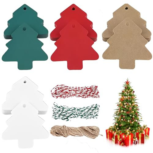 200 Stück Geschenkanhänger Weihnachten, Geschenkanhänger, Anhänger Weihnachten, Geschenkanhänger Zum Beschriften, Geschenkanhänger Kraftpapier, Weihnachtsanhänger Papier, Etiketten Weihnachten