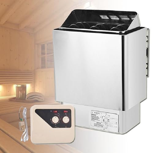 Calentador de sauna eléctrico Calentadores de sauna de acero inoxidable Estufa de sauna para baño de vapor seco Temporizador de 3 horas con controlador externo Juego de sauna para el hogar,4.5KW