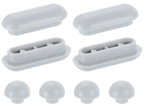sourcing map Lot de 4 tampons universels en caoutchouc antidérapant pour abattant de toilette - Gris