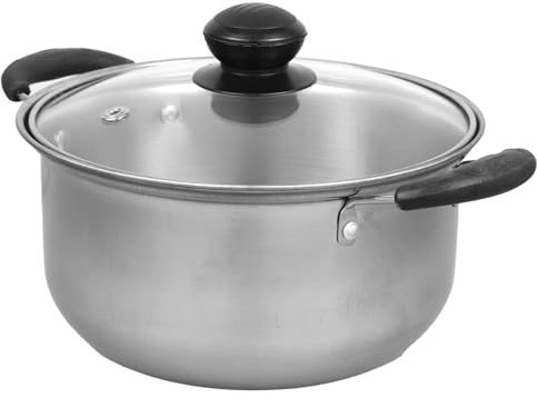 Marmite en Acier Inoxydable Ambiance Noël, Pot Pratique, Faitout Inox | Acier Inoxydable Argenté, Couvercle en Verre, Compatible Gaz et Électrique, Finition Polie, Nettoyage Facile