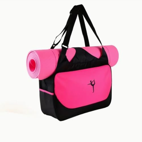 Borsa da yoga (senza tappetino) con supporto per tappetino, borsa sportiva multicolore, borsa da palestra in nylon a grande capacità per fitness e danza (rosa)