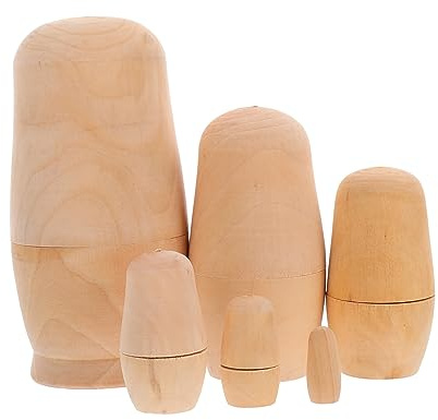 Garneck Unbemalte Russische Matroschka Nistpuppen Aus Holz - DIY Set Für Kreative Bastelprojekte - Perfekte Zu Ostern Für Und 5 Stück in Verschiedenen Größen