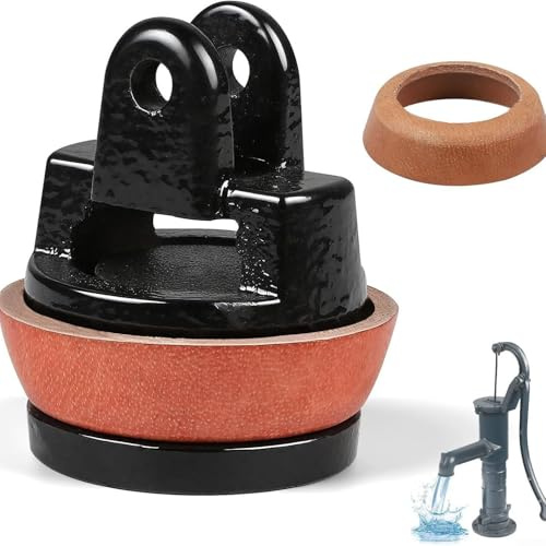 Pistón de repuesto para bomba de mano de jardín tipo 75 con 1 sello de cuero, componente de hierro fundido compatible con bombas de fuente y mango para sistemas de agua (B)