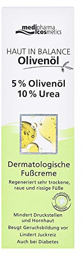 Olivenl Haut in Balance Dermatologische Fußcreme | Mit 10% Urea | Für sehr trockene, raue und rissige Füße | Lindert Juckreiz | Auch für Diabetiker geeignet | Von medipharma cosmetics | 100 ml