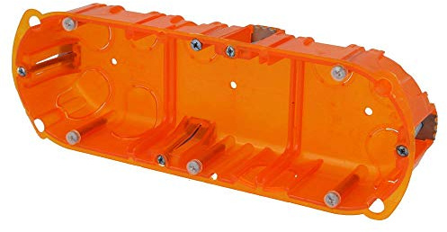 Legrand 080103 Boîte Multimatériaux Batibox 3 Postes 6 à 8 Modules Montage Vertical ou Horizontal, 40mm Profondeur, Orange, Lot de 1