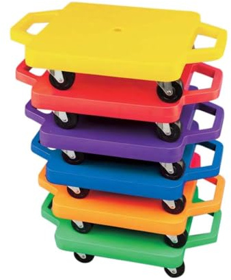 S&S Worldwide 16 Scooters. Set of 6 Different Colored with Smooth Rolling, Non-Marring 2 Casters. Durable HDPE Plastic Base with Built in Hand Protectors. Perfect for PE Class.