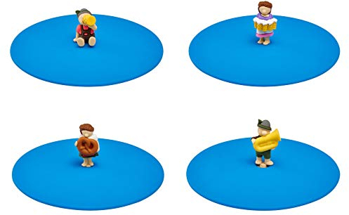 Lurch 210300 Deckel Biergarten 4er Set Glasabdeckungen mit lustigen Figuren