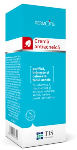 TIS Akne/Pickel Mitesser Creme mit Avocadoöl, Akne-Hautpflege, Vitamin A, Niacinamide, Beinwell, Wegeriche, Kamille, Johanniskraut, Melisse, Aloe Vera, Traubenkern, Karotte x 50 ml