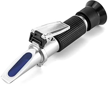 QWORK Imker Refraktometer, mit automatischer Temperaturkompensation, Brix 0-32%, Handrefraktometer für Obstssaft Bier Marmelade
