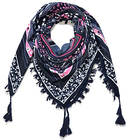 Nuofengkudu Schals Damen Umschlagtuch Retro Floral Ethno Drucken Große Platz Nacken Wärmer Schal mit Quaste Schalcape Wraps 110 * 110CM X-Farbe 7