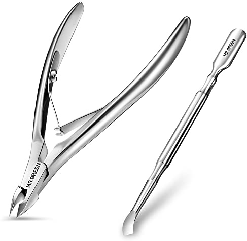 Coupe-cuticules avec repousse-cuticules, pince à cuticules professionnelle en acier inoxydable, outils de pédicure et de manucure pour ongles des mains et des orteils