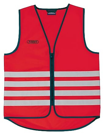 ABUS Warnweste Lumino Day Vest – rote Sicherheitsweste für bessere Sichtbarkeit bei Tag und Nacht - für Erwachsene - mit Reißverschluss - Größe XL