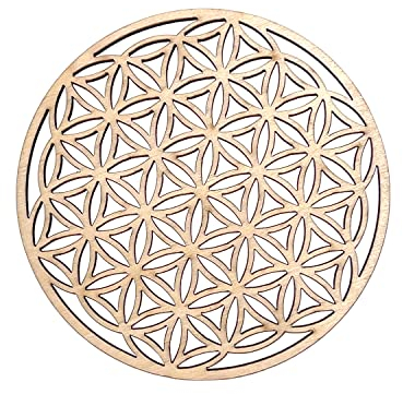 Aidqxbaoer Lot de 2 sous-Verres, Dessous de Verre Bois, sous-Verres en Bois de Bouleau avec Motif Fleur de Vie pour Décoration de Maison, Taille 10x10cm