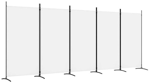 vidaXL Paravent 5-TLG. Rumsavskiljare, avdelare, omklädning, integritet, spansk vägg, vardagsrum, sovrum, vit, 433 x 180 cm tyg