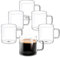 Wilmax Juego de 6 vasos de té y café con asa, 200 ml, vasos para bebidas calientes y frías, tazas de café, copas de vino caliente, vasos de zumo, vasos de agua, tazas de cristal, aptos para