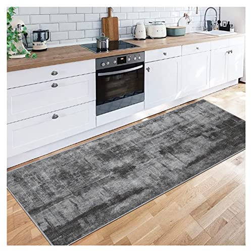 Siunwdiy Dunkelgrau Flur Läufer Teppich,100X190CM Küchenläufer rutschfest Schallschutz Türmatte, Fußboden Matte für Korridorhalle Küche Eingang Treppe, Cuttable Waschbar