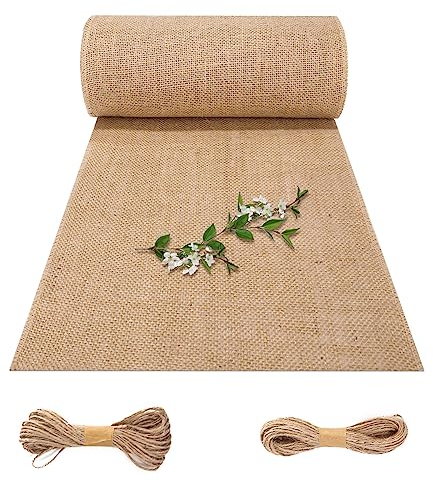 Jissta Camino de Mesa Arpillera 30cmx1000cm, Natural Tela Arpillera Vintage para mesa de yute para una boda al aire libre de estilo rústico