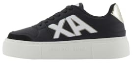 Armani Exchange Donna Kurt, Color Contrast, Chunky Sole Sneaker, Nero Pallido, 35 EU