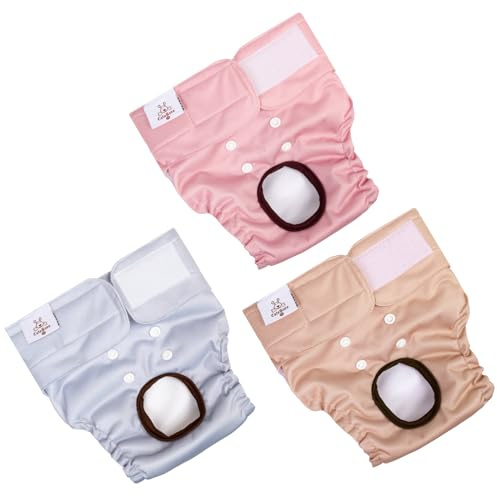 CuteBone hundblöjor för kvinnliga valpar, tvättbara och miljövänliga sanitetsbindor trosor för oerfarna valpar, hundar i värme, menstruation och inkontinens D61M-DE