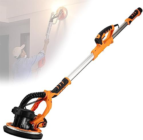 DPLWJPP Ponceuse Murale,1390w Ponceuse Girafe,900-1200rpm Vitesses Ajustables Ponceuse Platre,6 Vitesses Réglables,avec Lumière LED Et Barre Télescopique,SandingDiscs6PCS-220V