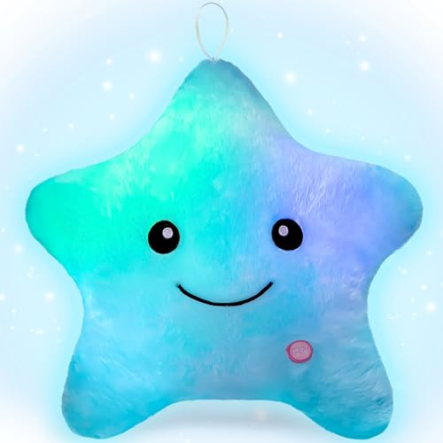 Subao Sensory Toys for Kids with Autism,14 Twinkle Star Plush Light Up Toddler Pillow,Autism Sensory Products,Toddler Travel Soft Toys,Birthday Xmas Easter Gifts for Boys Age 3 4 5 6 7 8 9 Blue