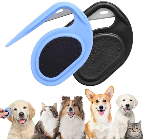 VINEST 2 Stück Entfilzungsmesser Katze, Massage Pflegemesser für Langhaarige Haustiere, Entfilzungskamm für Hunde Pet Knot Opener mit Stahlklingen, katzen kamm zum Entfernen von Haarknoten