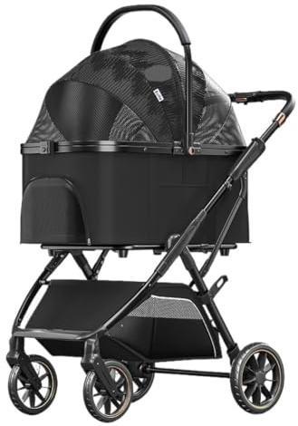 Hundebuggy Hundewagen Zusammenklappbarer Hunde-Kinderwagen Mit Rädern, Reise-Haustier-Katzen-Kinderwagen Mit Aufbewahrungskorb, Welpen-Kinderwagen Für Mittelgroße Und Kleine Haustiere Katzenwagen Katz