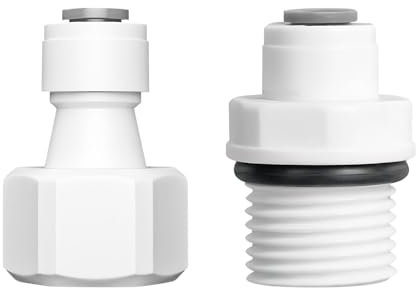 Ctyjia 2 Pcs Pushfit Straight Connector, 1/2 Male Thread/Female Thread to 1/4 Quick Connector, for Direct Drinking Machines, Refrigerator