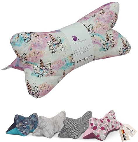 Leseknochen Tiere Nackenkissen Handmade in D, waschbar (Einhornpups)