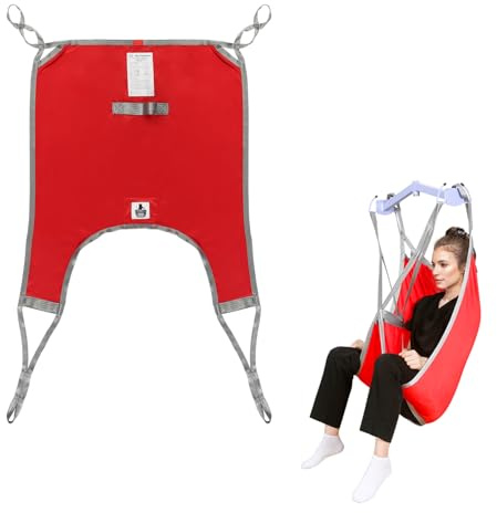 EZ Assistive Patient Lift Divided Leg Sling with Lower Back, Lift Sling for Transfer and Positioning and Lifting, 500lb Weight Capacity (S-Red)