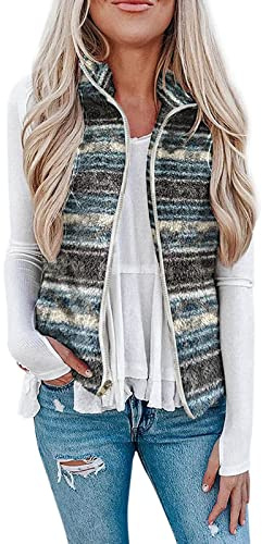 Gilet in pile da donna - Giacca senza maniche da donna alla moda stampata a colori giacca larga senza maniche con risvolto gilet plus size gilet in pile doppio lato con tasche inverno caldo gilet in
