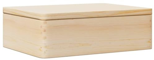 vidaXL Holzkiste mit Deckel 40x30x13 cm Massivholz Kiefer, Aufbewahrungsbox Holz, Holztruhe, Geschenkbox Holz, Holzbox