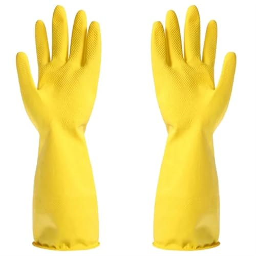 AOEGBY Rubber Gloves 2 Pairs Wash Dishes Housekeeping Gloves Water-proof Dishwashing Rubber Gloves Reusable Kitchen Gloves Long Sleeve Cleaning Tools Kitchen Gloves(Medium)