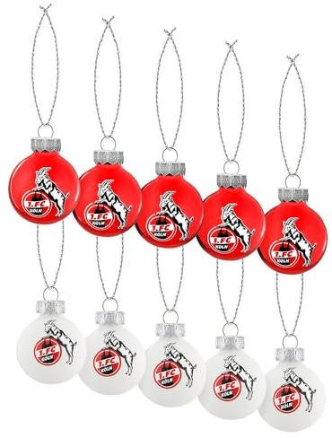 1. FC Köln Weihnachtsbaumkugeln „Rut un wieß“ 10-er Set