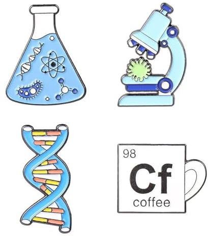 CHROMACRAFT Pack De 4 Broches Biologie, Broches Décoratives en Métal, Broches Cadeaux, Broches Créatives Personnalisées, Broches Dessin Animé