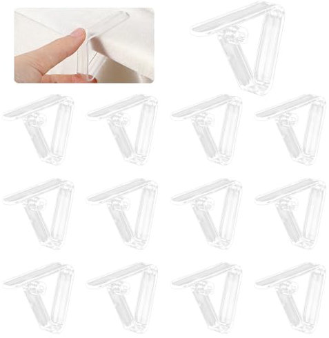 Nogeqi 12 pinzas transparentes para mantel de plástico para mesas gruesas, para interiores y exteriores, transparentes, para fiestas, camping, restaurante, pícnic, 12 unidades