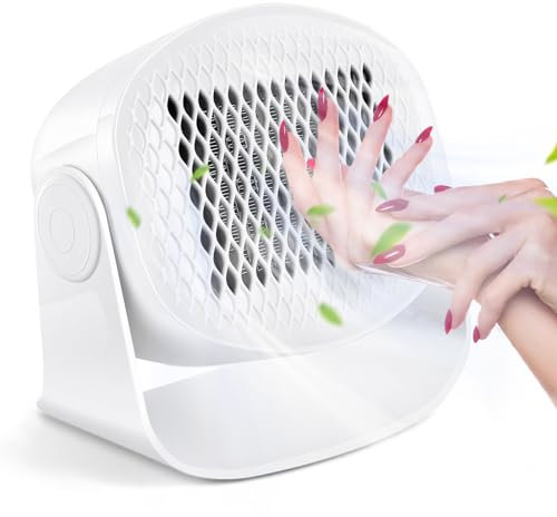 Roadtime Air Nail Dryer, Asciuga Unghie Ad Aria Da 600 W, 90° Girevole Asciuga Smalto Unghie Normale Con Per Mani,Asciugatore a Quattro Livelli Freddo Caldo Ventilatore per Uso Domestico e Salone