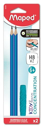 Maped - Matita in grafite Kidy Learn Concentrazione con punta Rilassante e disstressante - Forma triangolare ergonomica - Mine HB2 - Corpo testurizzato con impugnatura