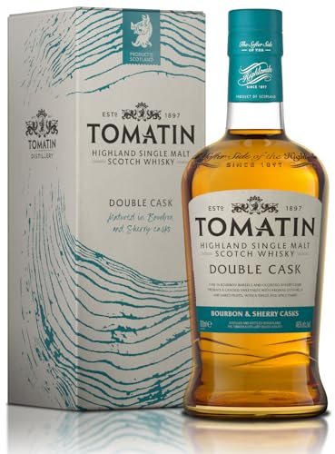 Tomatin Double Cask Highland Single Malt Scotch Whisky, 70cl | Matured in Bourbon & Sherry Casks, 40% alcohol/ vol, Glass Bottle in Gift Box