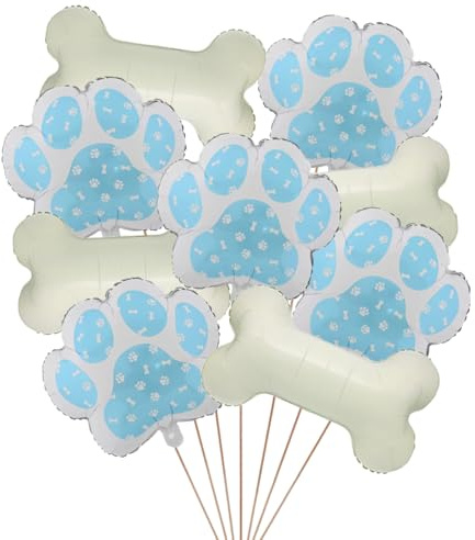 9 x Party-Luftballons für Hunde, enthält 5 x blaue Pfotenform, 4 x Knochenform, für Hundeparty, Babyparty, Kindergeburtstag, Haustierbedarf, Hundewelpen, Geburtstagsparty-Dekorationen (blaue Pfote)