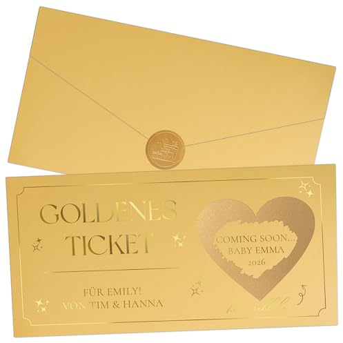 Joli Coon Schwangerschaft verkünden mit personalisiertem Rubbelticket | 350g Designerpapier, fühlbare UV-Lack-Veredelung, zur Schwangerschaftsverkündung
